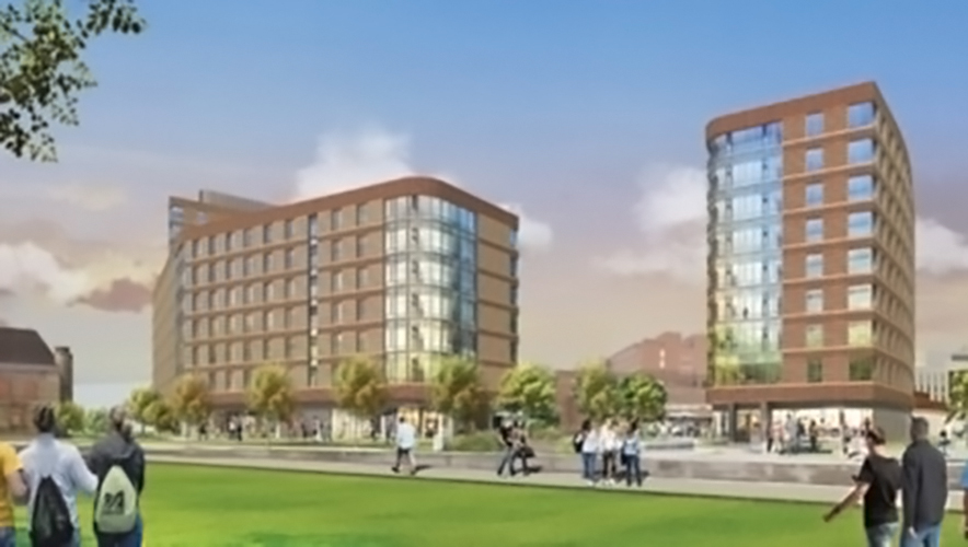 architectural drawing of the proposed residence hall