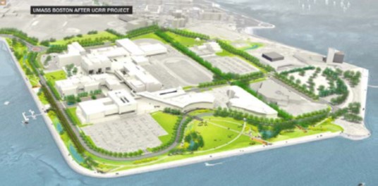architectural drawing of the completed utility corridor and roadway at umass boston