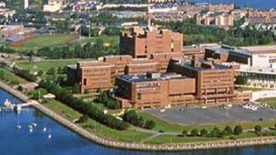 aerial view of umass boston campus